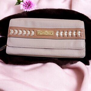 Jessica Simpson Dusty Rose Faux Pebbled Leather Wallet  12 Card Slot Organizer